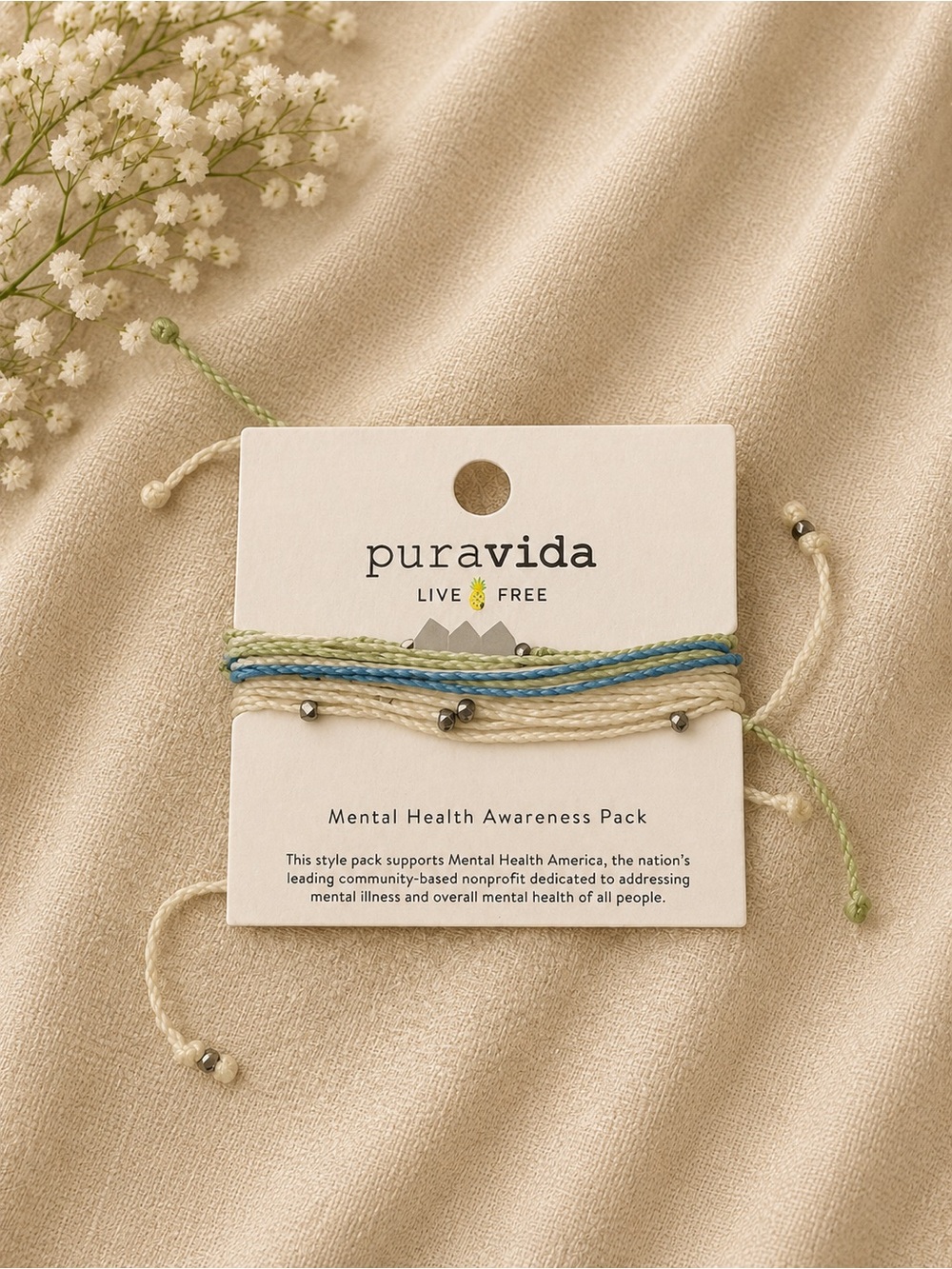 Pura Vida Mental Health Awareness Bracelet Set of 3